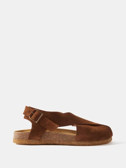 Jacques Solovire - Ferret Crossover-strap Suede Sandals - Mens - Brown