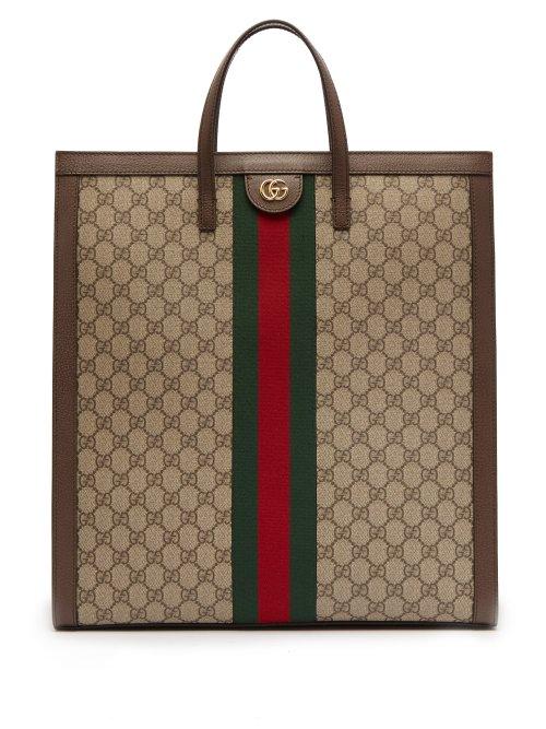 Matchesfashion.com Gucci - Ophidia Gg Supreme Leather Tote - Womens - Beige Multi