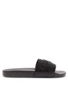 Matchesfashion.com Givenchy - Logo Jacquard Cross Strap Rubber Slides - Mens - Black