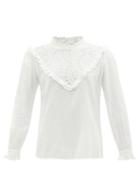 Nili Lotan - Carina Broderie-anglaise Cotton-voile Blouse - Womens - Ivory