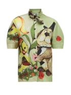 Matchesfashion.com Symonds Pearmain - Dog Print Silk Satin Shirt - Womens - Multi