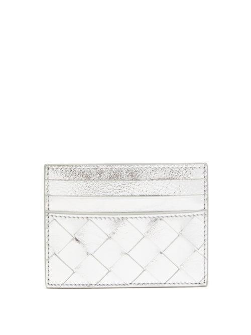Bottega Veneta - Intrecciato Leather Cardholder - Womens - Silver