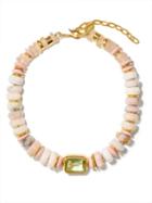 Lizzie Fortunato - Goddess Quartz, Opal & Gold-plated Necklace - Womens - Pink Multi