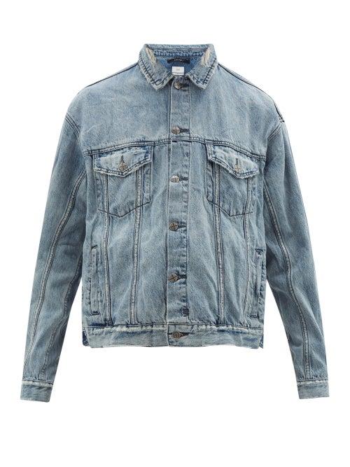Matchesfashion.com Ksubi - Oh G Distressed Denim Jacket - Mens - Light Blue