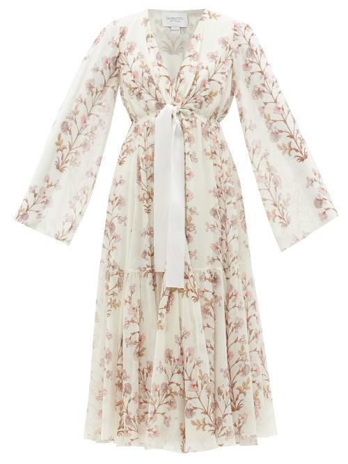 Ladies Rtw Giambattista Valli - Floral-print Silk-georgette Dress - Womens - Beige Multi