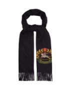 Burberry Crest-embroidered Cashmere Scarf