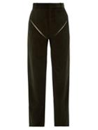 Matchesfashion.com Y/project - Cut Out Cotton Corduroy Trousers - Mens - Dark Green