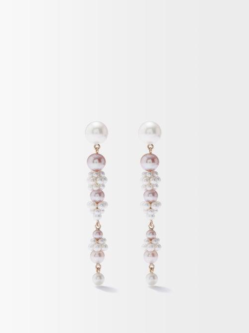 Sophie Bille Brahe X Caro Editions - Tulipe Perle Candy Pearl & 14kt Gold Earrings - Womens - Pink White