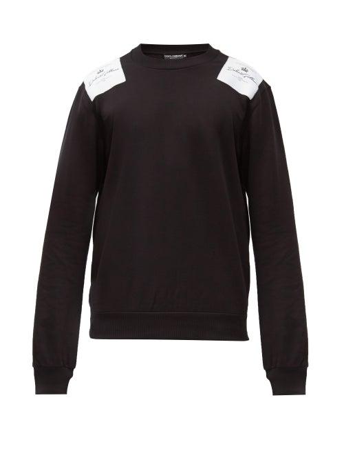 Matchesfashion.com Dolce & Gabbana - Logo-patch Cotton-jersey Sweatshirt - Mens - Black