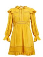 Matchesfashion.com Sea - Poppy Ruffled Sateen Mini Dress - Womens - Dark Yellow