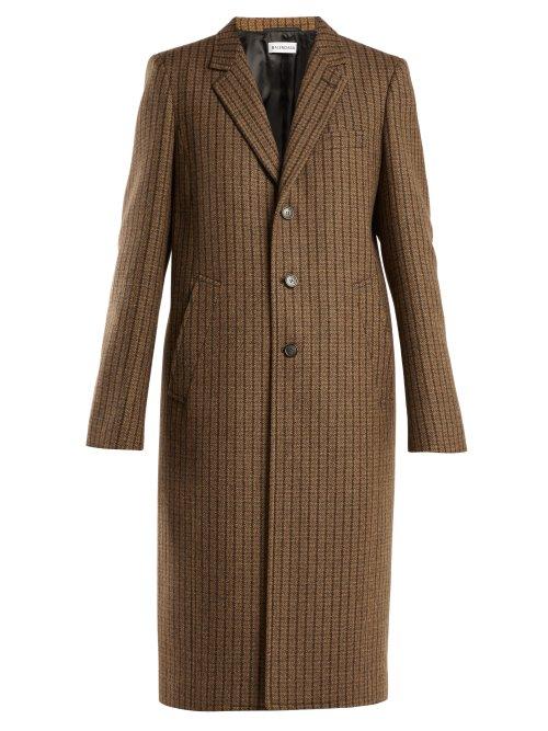 Matchesfashion.com Balenciaga - Single Breasted Wool Blend Coat - Womens - Brown Multi