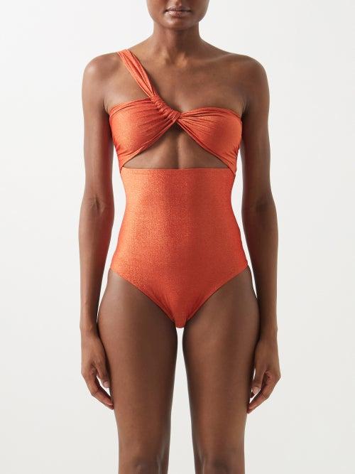 Sara Cristina - Narcissus One-shoulder Cutout Swimsuit - Womens - Orange