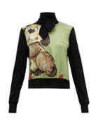 Matchesfashion.com Symonds Pearmain - Dog Print Silk Satin And Jersey Top - Womens - Black Multi