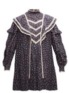 Matchesfashion.com Isabel Marant Toile - Rebel Ruffled Spot-print Satin Mini Dress - Womens - Navy Multi