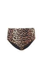 Matchesfashion.com Ganni - High-rise Leopard-print Bikini Briefs - Womens - Leopard