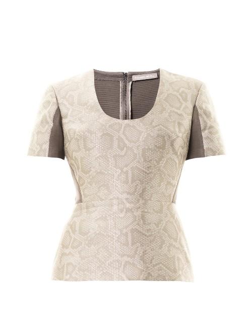 Richard Nicoll Snake-effect Jacquard Peplum Top