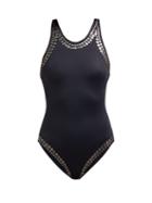 Matchesfashion.com Norma Kamali - Mio Studded Racerback Swimsuit - Womens - Black