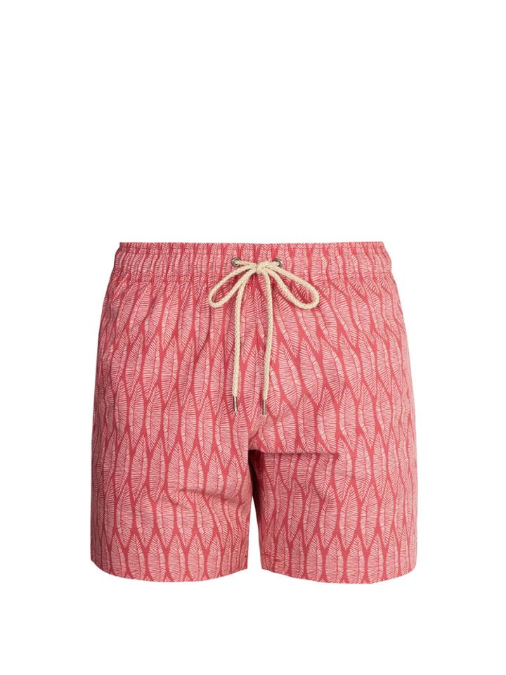 Faherty Beacon Surfboard Leaf-print Swim Shorts