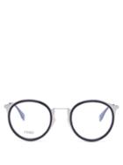 Matchesfashion.com Fendi - Round Acetate And Metal Glasses - Mens - Black