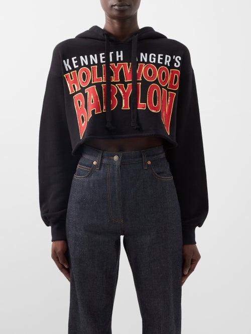 Gucci - Hollywood Babylon-print Cotton Hooded Sweatshirt - Womens - Black