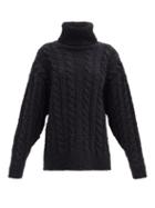Matchesfashion.com Dolce & Gabbana - Roll-neck Cable-knit Wool-blend Sweater - Womens - Black