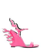 Matchesfashion.com Prada - Flame Patent Leather Sandals - Womens - Pink