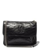 Matchesfashion.com Saint Laurent - Niki Medium Ysl-logo Quilted-suede Shoulder Bag - Womens - Black
