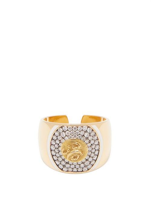 Matchesfashion.com Francesca Villa - Diamond & 18kt Gold Signet Ring - Womens - Gold