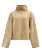 Totme - High-neck Wool-blend Ribbed-knit Sweater - Womens - Camel