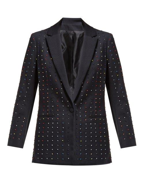 Matchesfashion.com Koch - Bead Embellished Cotton Blend Blazer - Womens - Black Multi