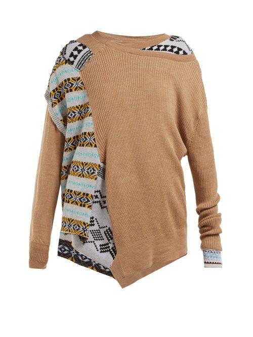 Matchesfashion.com Preen By Thornton Bregazzi - Ellie Patchwork Knit Wool Blend Sweater - Womens - Beige Multi