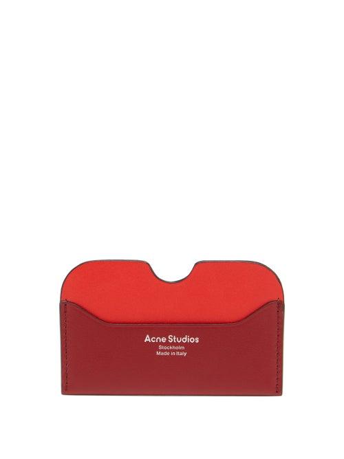 Matchesfashion.com Acne Studios - Elmas Tri-colour Foiled-logo Leather Cardholder - Womens - Burgundy