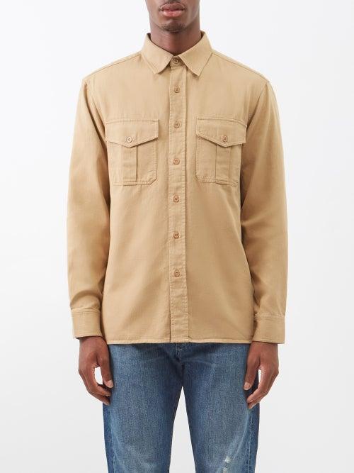 Nili Lotan - Christophe Flap-pockets Cotton-twill Shirt - Mens - Beige