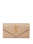 Matchesfashion.com Saint Laurent - Monogram Quilted Leather Wallet - Womens - Beige