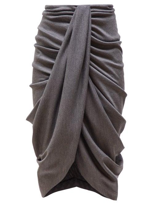 Matchesfashion.com Isabel Marant - Datisace Draped Jersey Midi Skirt - Womens - Grey
