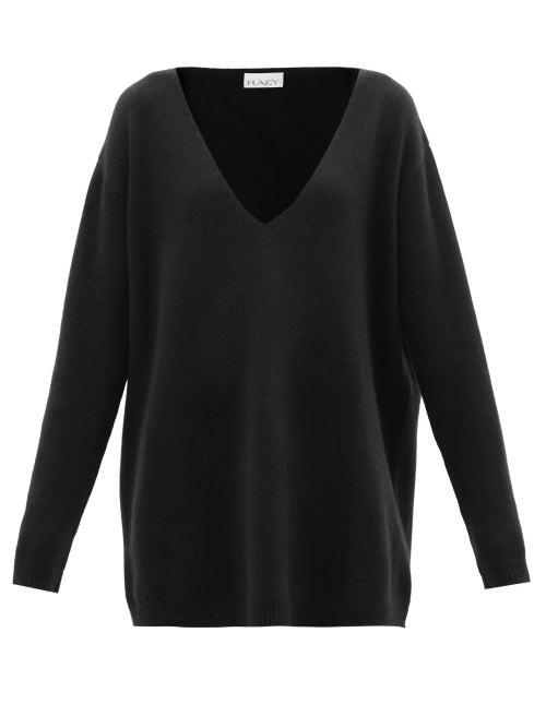 Raey - Deep V-neck Cashmere Jumper - Womens - Black