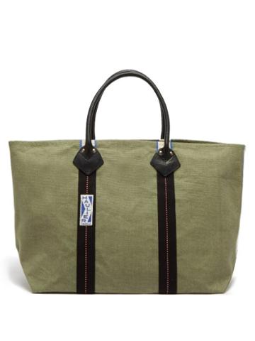 Haulier - Utility Large Striped Cotton-canvas Tote Bag - Mens - Green