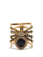 Alexander Mcqueen - Crystal-embellished Spider Ring - Womens - Black Gold