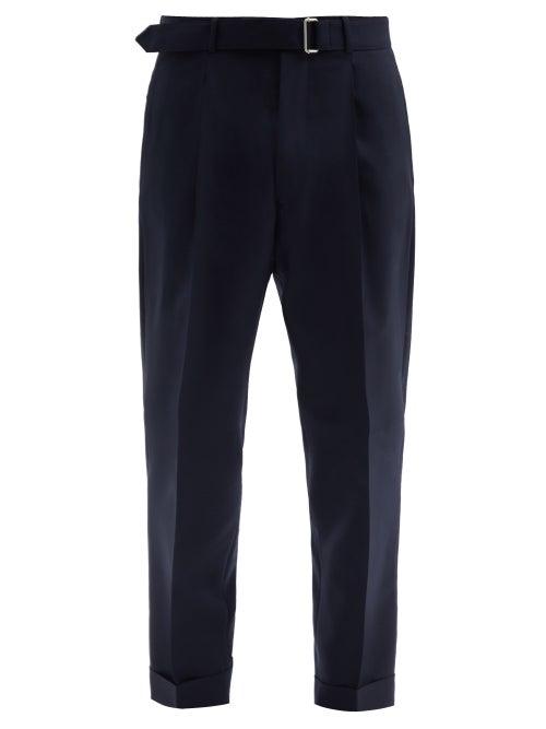 Matchesfashion.com Officine Gnrale - Hugo Single-pleated Belted Wool Trousers - Mens - Navy