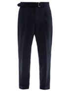 Matchesfashion.com Officine Gnrale - Hugo Single-pleated Belted Wool Trousers - Mens - Navy