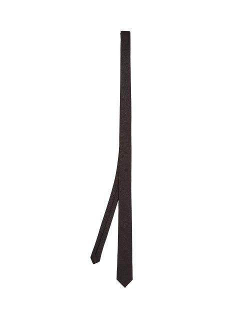 Matchesfashion.com Saint Laurent - Metallic Threaded Silk Blend Tie - Mens - Black