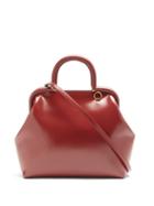 Matchesfashion.com Jil Sander - Logo-debossed Medium Top-handle Leather Handbag - Womens - Burgundy