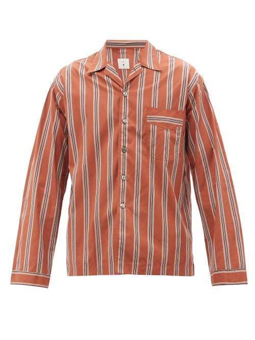 L.e.j - Le Plage Striped Cotton-blend Shirt - Mens - Orange Multi