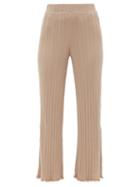 Skin - Revel Ribbed-knit Cotton Pyjama Trousers - Womens - Beige