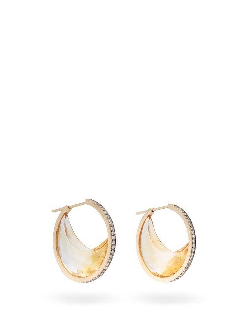 Matchesfashion.com Noor Fares - Chandra 18kt Gold, Diamond & Citrine Earrings - Womens - Gold