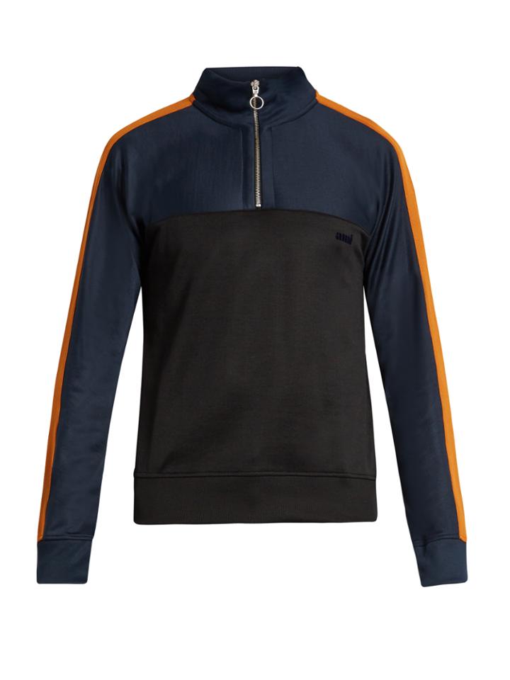 Ami Half-zip Cotton-blend Sweatshirt