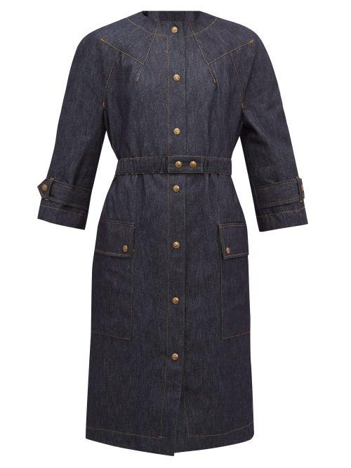 Matchesfashion.com Symonds Pearmain - Belted Patch-pocket Denim Coat - Womens - Denim