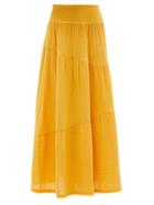 Ladies Beachwear Anaak - Pushkar Shirred-waist Cotton-gauze Midi Skirt - Womens - Orange