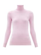 Matchesfashion.com Joostricot - Peachskin Roll Neck Cotton Blend Sweater - Womens - Light Pink