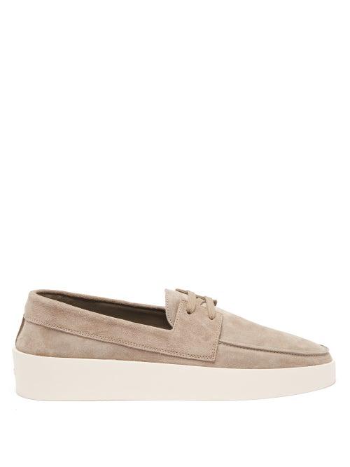 Fear Of God - Logo-debossed Suede Boat Shoes - Mens - Beige